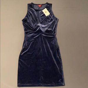 New Dark Blue Velvet Twist Front Dress from GUESS